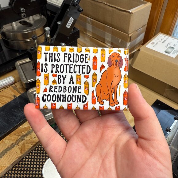 Redbone Coonhound Dog Fridge Protector Magnet Handmade Retro Pet Decor 2x3" - Picture 3 of 6
